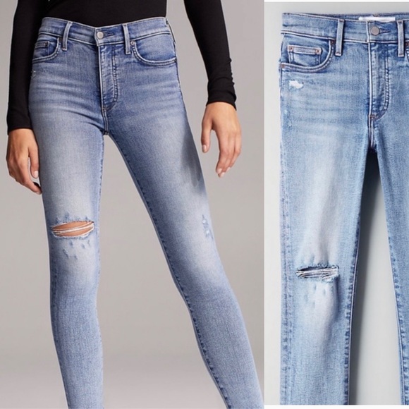 Aritzia Denim Forum The Nico Mid Rise Skinny Crop Raw Hem Distressed Jeans 24 - Picture 2 of 16